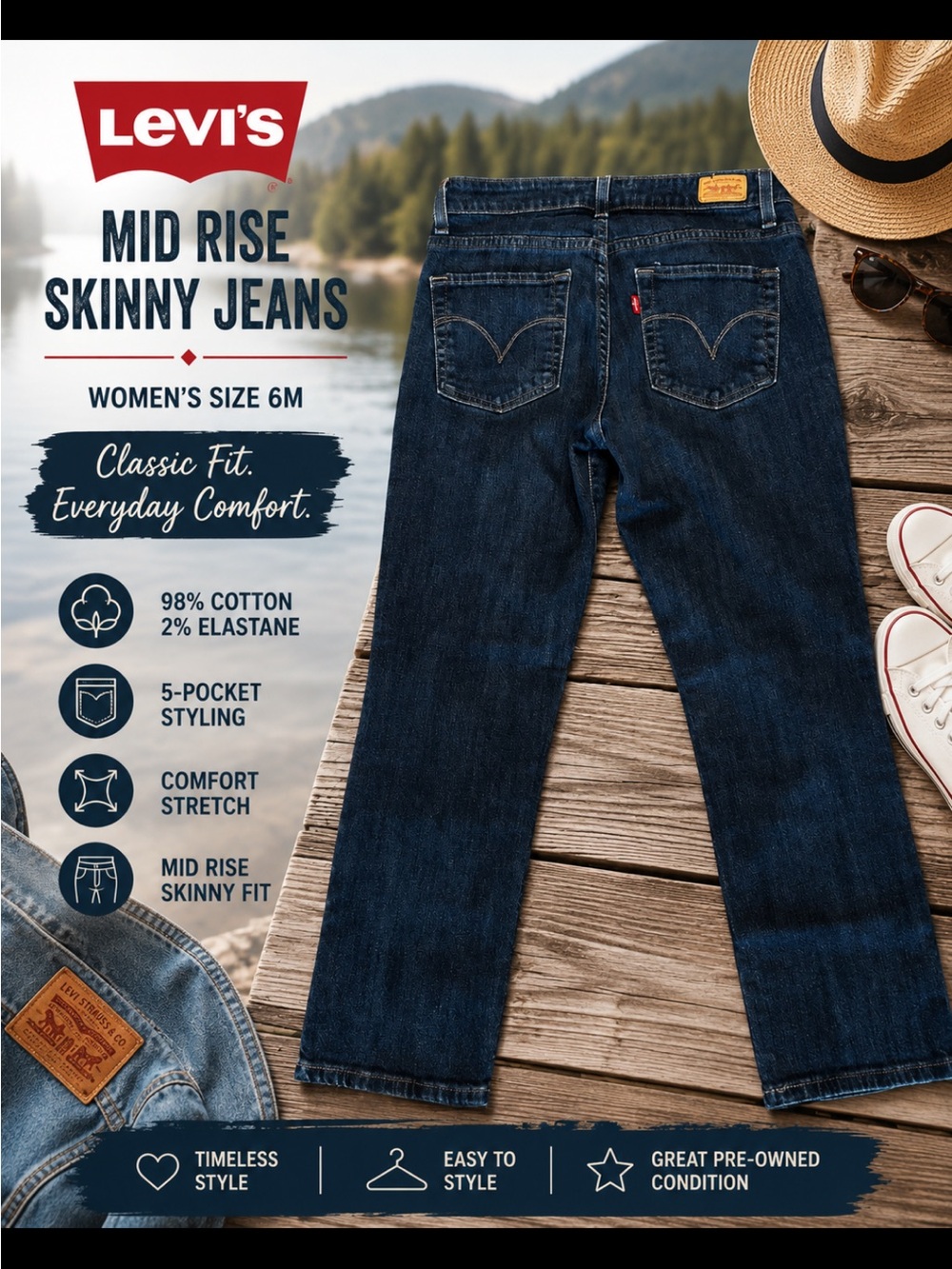 Levi's Women's Mid Rise Skinny Jeans - Dark Indigo Blue